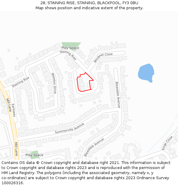 28, STAINING RISE, STAINING, BLACKPOOL, FY3 0BU: Location map and indicative extent of plot