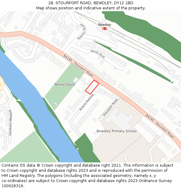 28, STOURPORT ROAD, BEWDLEY, DY12 1BD: Location map and indicative extent of plot