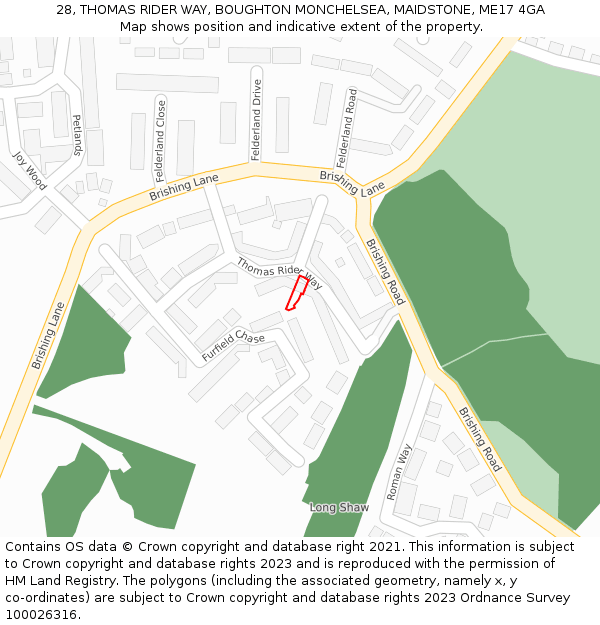 28, THOMAS RIDER WAY, BOUGHTON MONCHELSEA, MAIDSTONE, ME17 4GA: Location map and indicative extent of plot