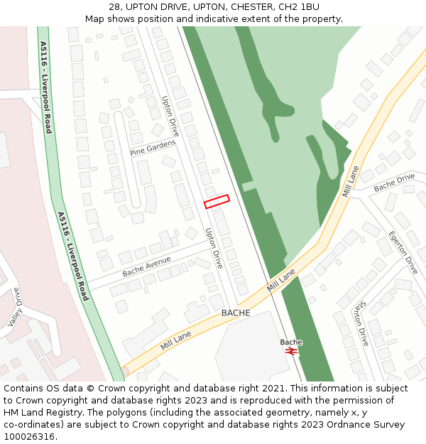 28, UPTON DRIVE, UPTON, CHESTER, CH2 1BU: Location map and indicative extent of plot