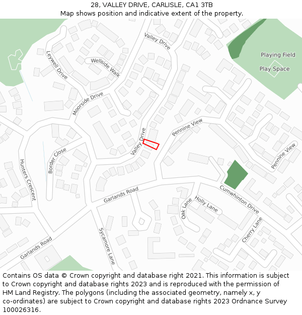 28, VALLEY DRIVE, CARLISLE, CA1 3TB: Location map and indicative extent of plot