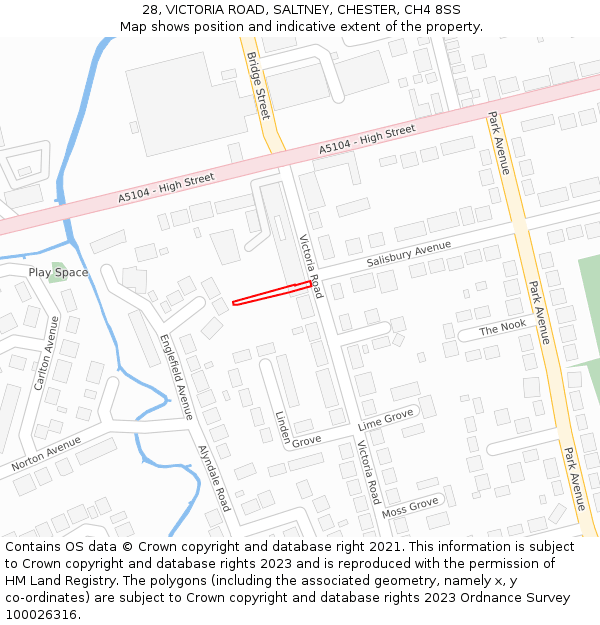 28, VICTORIA ROAD, SALTNEY, CHESTER, CH4 8SS: Location map and indicative extent of plot