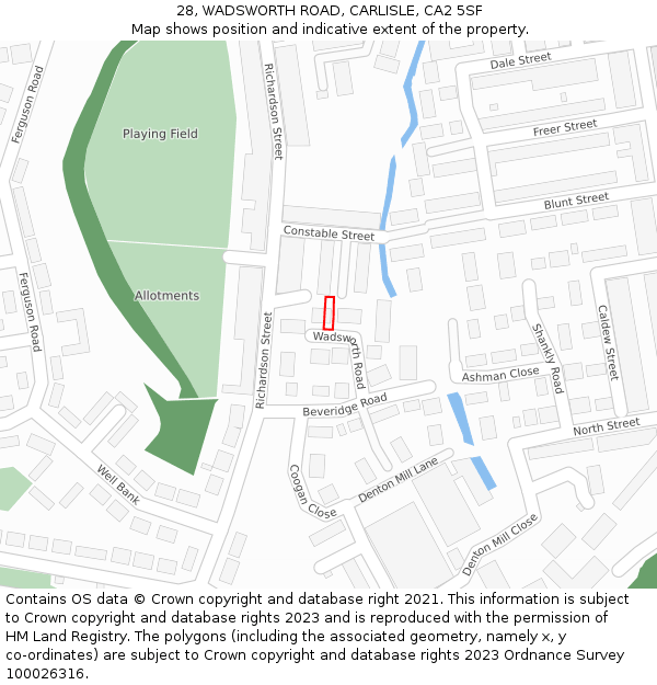 28, WADSWORTH ROAD, CARLISLE, CA2 5SF: Location map and indicative extent of plot