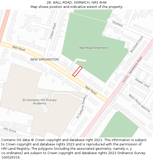 28, WALL ROAD, NORWICH, NR3 4HW: Location map and indicative extent of plot