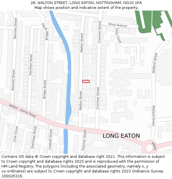 28, WALTON STREET, LONG EATON, NOTTINGHAM, NG10 1PA: Location map and indicative extent of plot