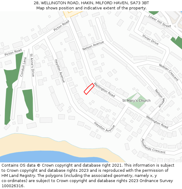 28, WELLINGTON ROAD, HAKIN, MILFORD HAVEN, SA73 3BT: Location map and indicative extent of plot