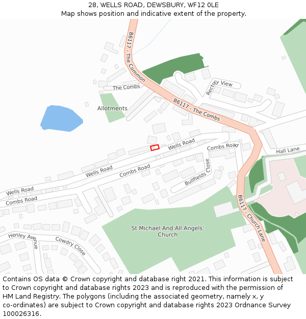 28, WELLS ROAD, DEWSBURY, WF12 0LE: Location map and indicative extent of plot