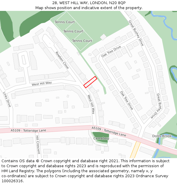 28, WEST HILL WAY, LONDON, N20 8QP: Location map and indicative extent of plot