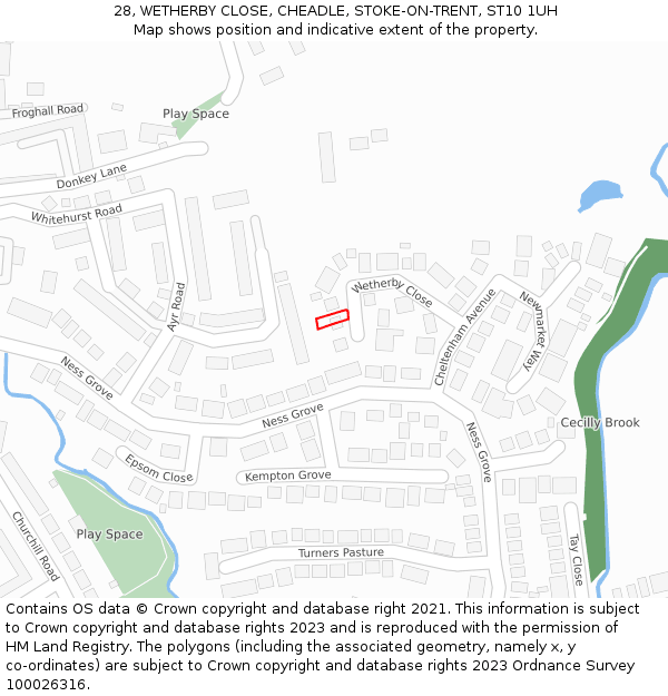 28, WETHERBY CLOSE, CHEADLE, STOKE-ON-TRENT, ST10 1UH: Location map and indicative extent of plot