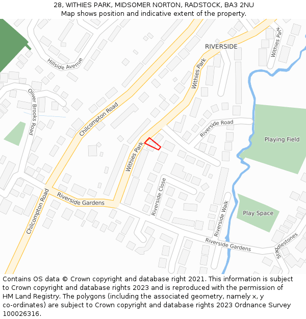 28, WITHIES PARK, MIDSOMER NORTON, RADSTOCK, BA3 2NU: Location map and indicative extent of plot