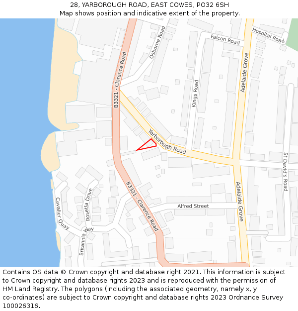 28, YARBOROUGH ROAD, EAST COWES, PO32 6SH: Location map and indicative extent of plot