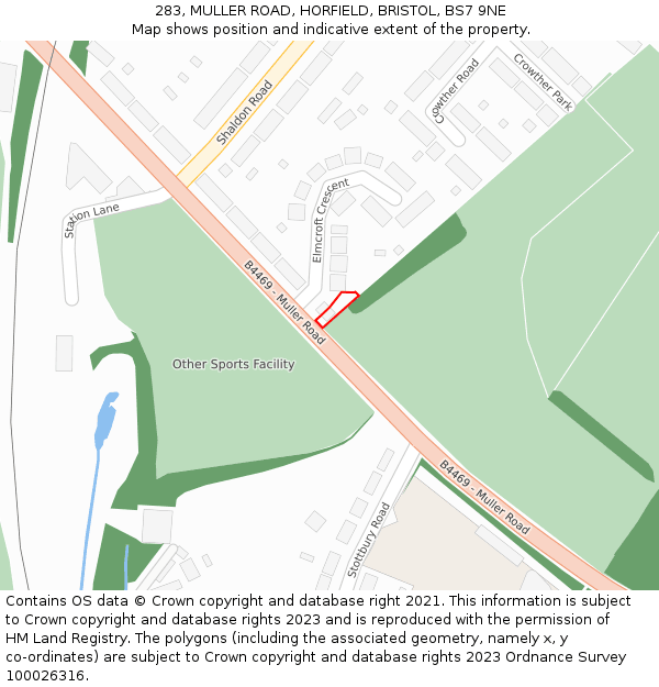 283, MULLER ROAD, HORFIELD, BRISTOL, BS7 9NE: Location map and indicative extent of plot