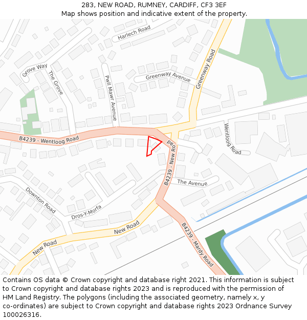 283, NEW ROAD, RUMNEY, CARDIFF, CF3 3EF: Location map and indicative extent of plot