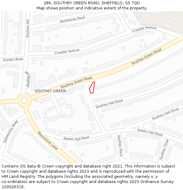 286, SOUTHEY GREEN ROAD, SHEFFIELD, S5 7QD: Location map and indicative extent of plot
