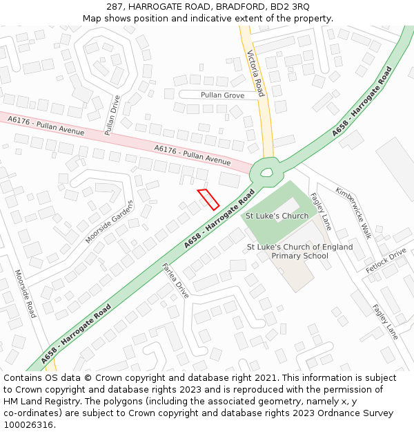 287, HARROGATE ROAD, BRADFORD, BD2 3RQ: Location map and indicative extent of plot
