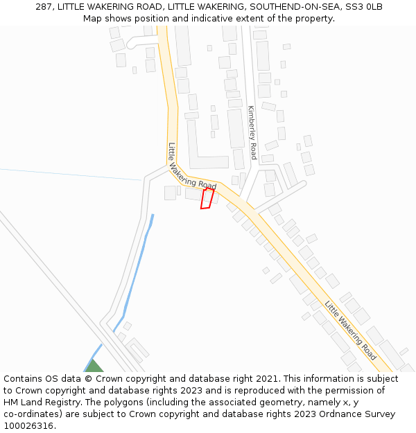 287, LITTLE WAKERING ROAD, LITTLE WAKERING, SOUTHEND-ON-SEA, SS3 0LB: Location map and indicative extent of plot