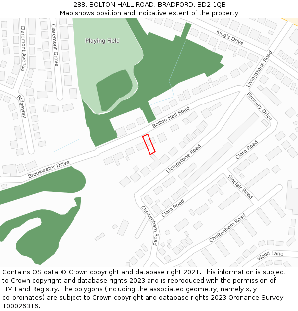 288, BOLTON HALL ROAD, BRADFORD, BD2 1QB: Location map and indicative extent of plot