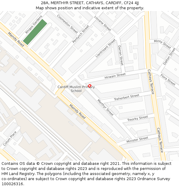 28A, MERTHYR STREET, CATHAYS, CARDIFF, CF24 4JJ: Location map and indicative extent of plot