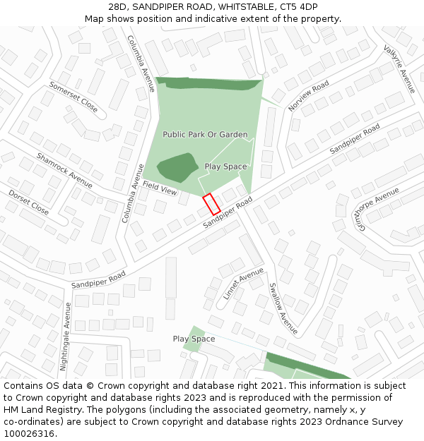 28D, SANDPIPER ROAD, WHITSTABLE, CT5 4DP: Location map and indicative extent of plot