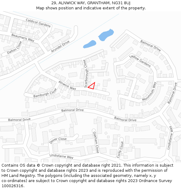 29, ALNWICK WAY, GRANTHAM, NG31 8UJ: Location map and indicative extent of plot