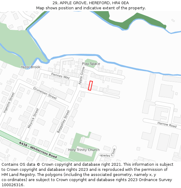 29, APPLE GROVE, HEREFORD, HR4 0EA: Location map and indicative extent of plot