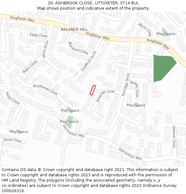 29, ASHBROOK CLOSE, UTTOXETER, ST14 8UL: Location map and indicative extent of plot