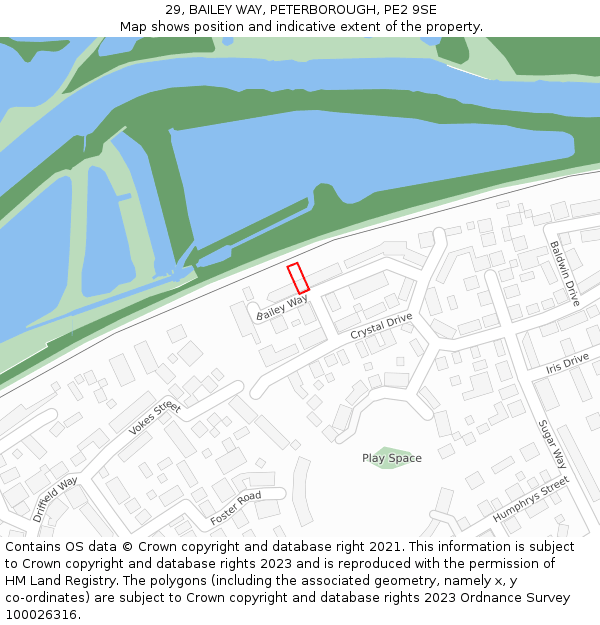 29, BAILEY WAY, PETERBOROUGH, PE2 9SE: Location map and indicative extent of plot