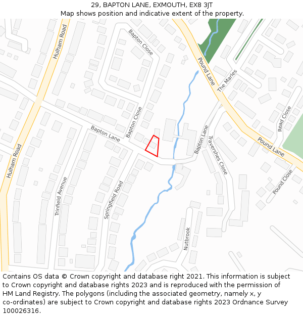 29, BAPTON LANE, EXMOUTH, EX8 3JT: Location map and indicative extent of plot