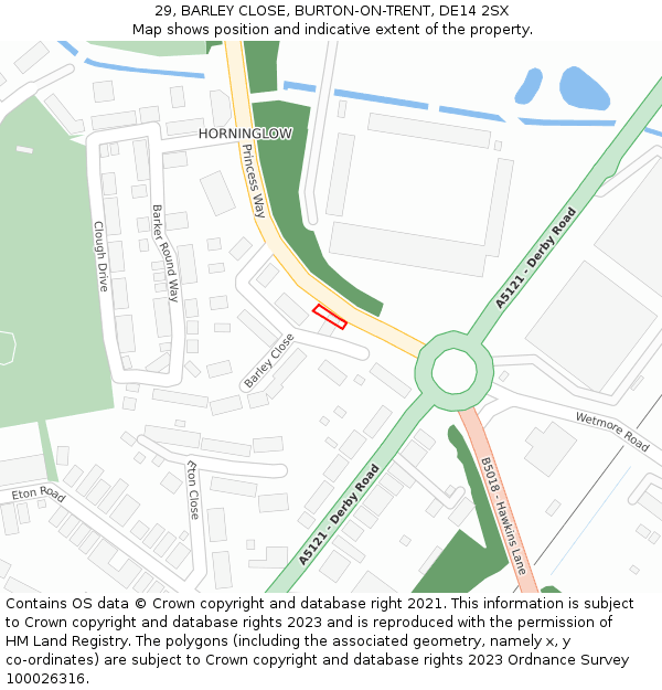 29, BARLEY CLOSE, BURTON-ON-TRENT, DE14 2SX: Location map and indicative extent of plot