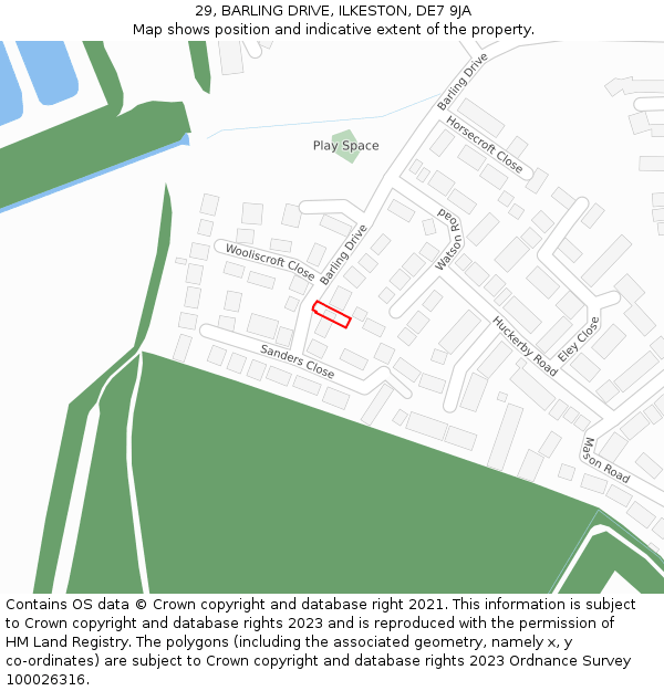 29, BARLING DRIVE, ILKESTON, DE7 9JA: Location map and indicative extent of plot