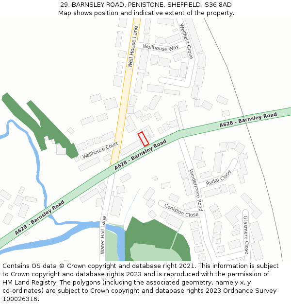29, BARNSLEY ROAD, PENISTONE, SHEFFIELD, S36 8AD: Location map and indicative extent of plot
