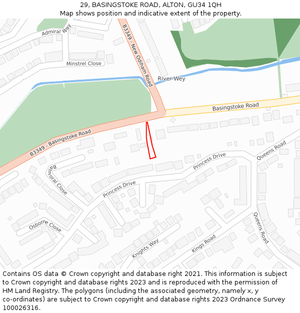 29, BASINGSTOKE ROAD, ALTON, GU34 1QH: Location map and indicative extent of plot