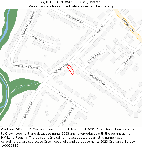 29, BELL BARN ROAD, BRISTOL, BS9 2DE: Location map and indicative extent of plot