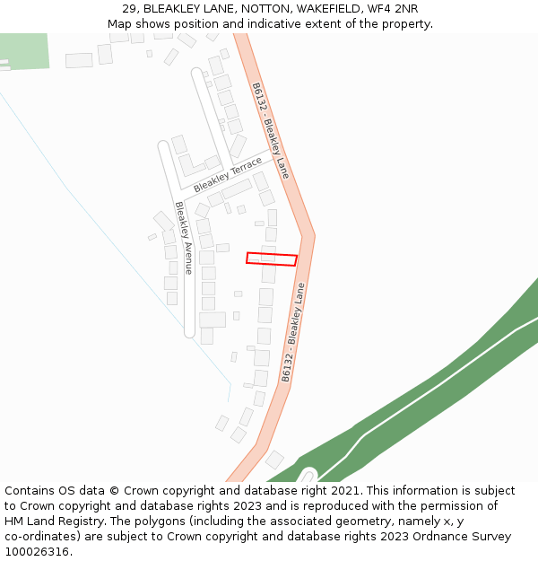 29, BLEAKLEY LANE, NOTTON, WAKEFIELD, WF4 2NR: Location map and indicative extent of plot