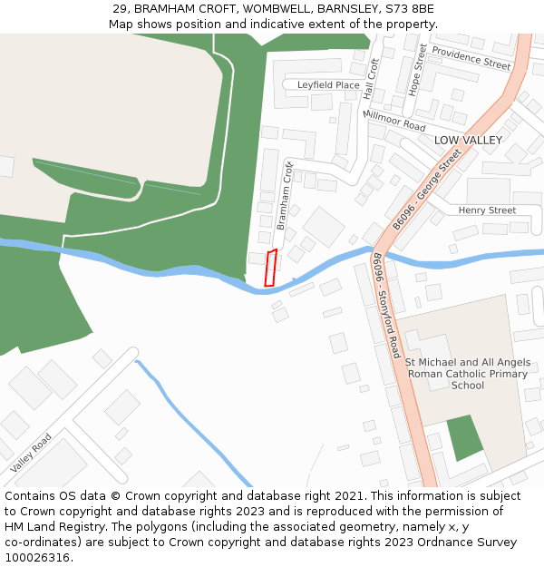 29, BRAMHAM CROFT, WOMBWELL, BARNSLEY, S73 8BE: Location map and indicative extent of plot