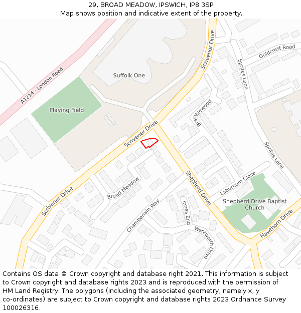 29, BROAD MEADOW, IPSWICH, IP8 3SP: Location map and indicative extent of plot