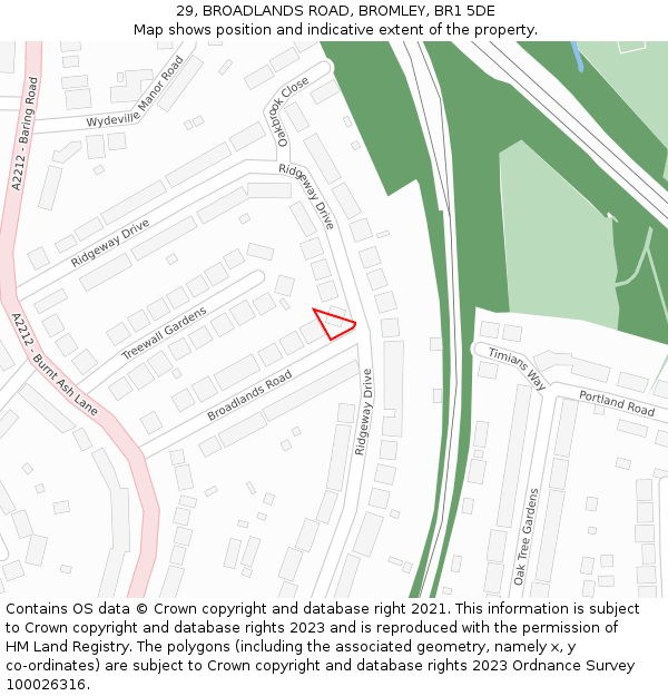 29, BROADLANDS ROAD, BROMLEY, BR1 5DE: Location map and indicative extent of plot
