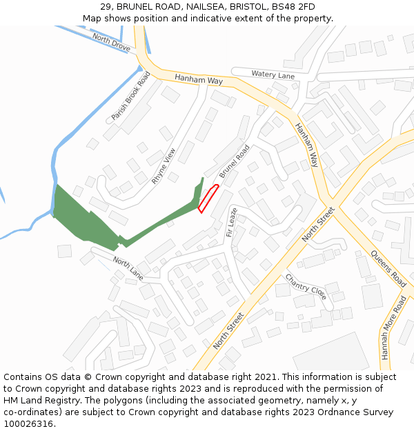 29, BRUNEL ROAD, NAILSEA, BRISTOL, BS48 2FD: Location map and indicative extent of plot
