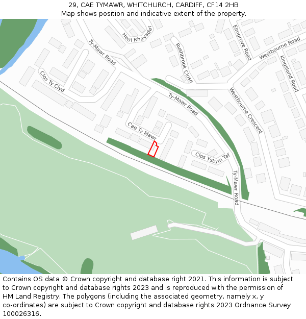29, CAE TYMAWR, WHITCHURCH, CARDIFF, CF14 2HB: Location map and indicative extent of plot
