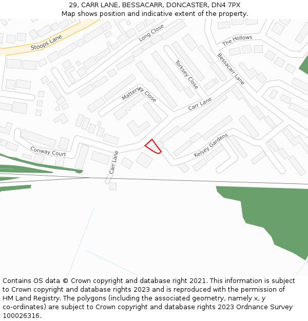 29, CARR LANE, BESSACARR, DONCASTER, DN4 7PX: Location map and indicative extent of plot