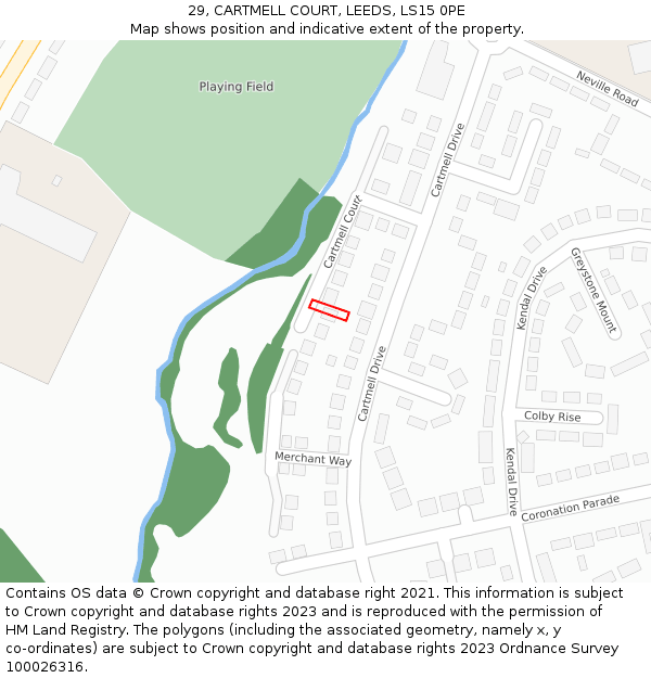 29, CARTMELL COURT, LEEDS, LS15 0PE: Location map and indicative extent of plot