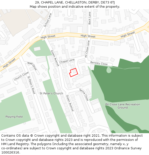 29, CHAPEL LANE, CHELLASTON, DERBY, DE73 6TJ: Location map and indicative extent of plot