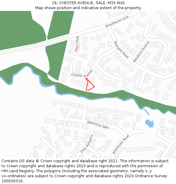 29, CHESTER AVENUE, SALE, M33 4NS: Location map and indicative extent of plot