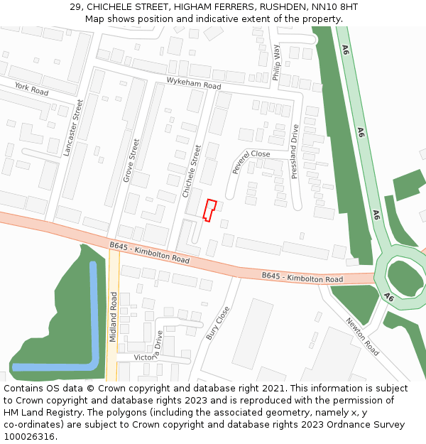 29, CHICHELE STREET, HIGHAM FERRERS, RUSHDEN, NN10 8HT: Location map and indicative extent of plot