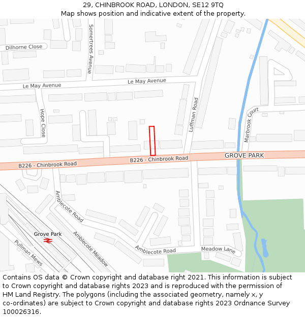 29, CHINBROOK ROAD, LONDON, SE12 9TQ: Location map and indicative extent of plot
