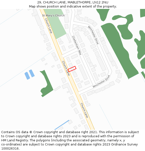 29, CHURCH LANE, MABLETHORPE, LN12 2NU: Location map and indicative extent of plot