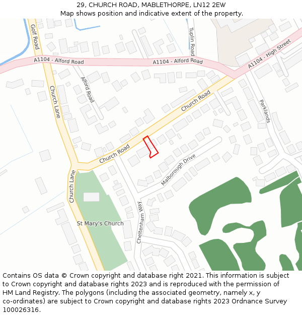 29, CHURCH ROAD, MABLETHORPE, LN12 2EW: Location map and indicative extent of plot