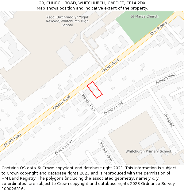 29, CHURCH ROAD, WHITCHURCH, CARDIFF, CF14 2DX: Location map and indicative extent of plot