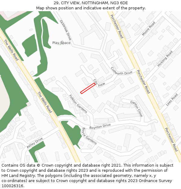 29, CITY VIEW, NOTTINGHAM, NG3 6DE: Location map and indicative extent of plot