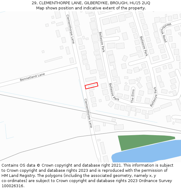 29, CLEMENTHORPE LANE, GILBERDYKE, BROUGH, HU15 2UQ: Location map and indicative extent of plot